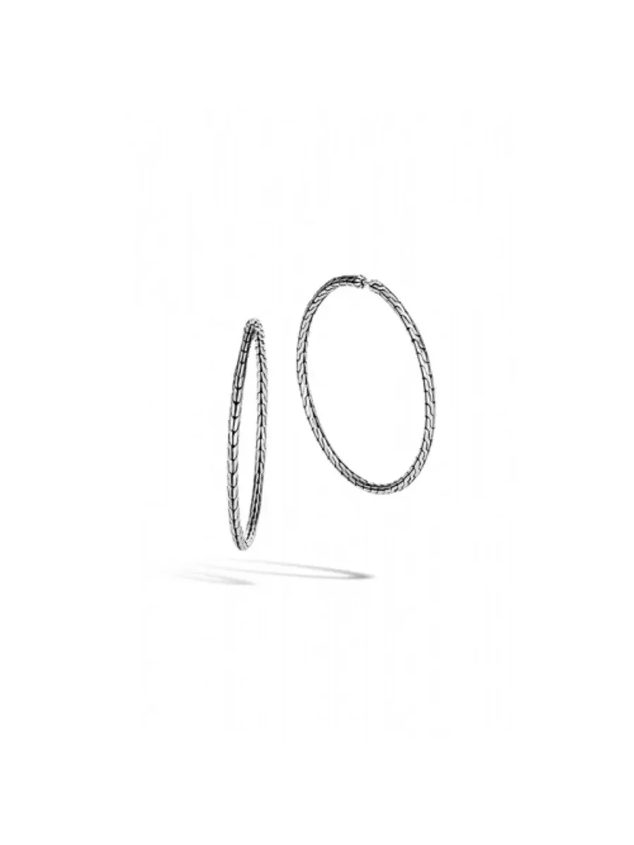 Серьга-кольцо John Hardy 45 мм Classic Chain из стерлингового серебра - Eb90374 — серебристый