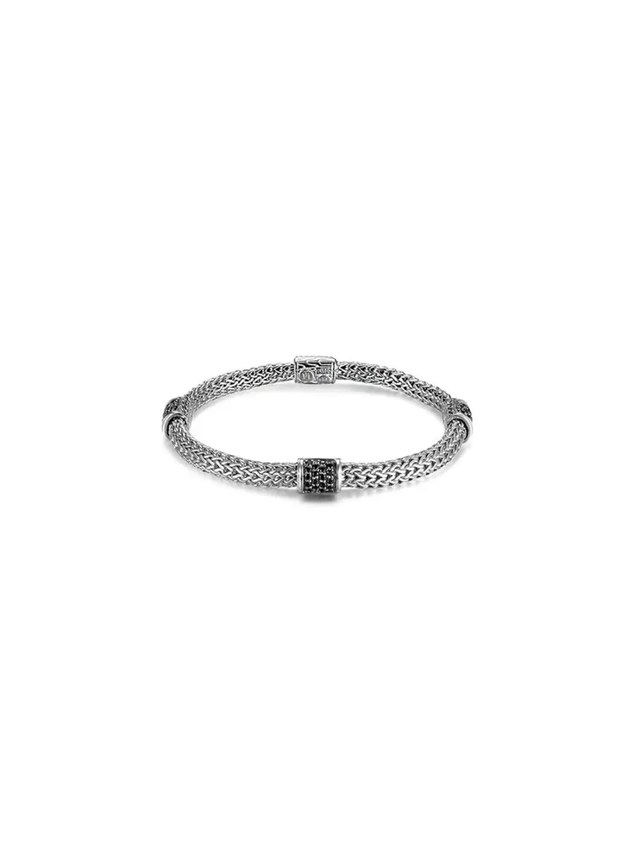 Браслет John Hardy Classic Chain с черным сапфиром из стерлингового серебра с четырьмя звеньями - Bbs9694blsxum — серебристый