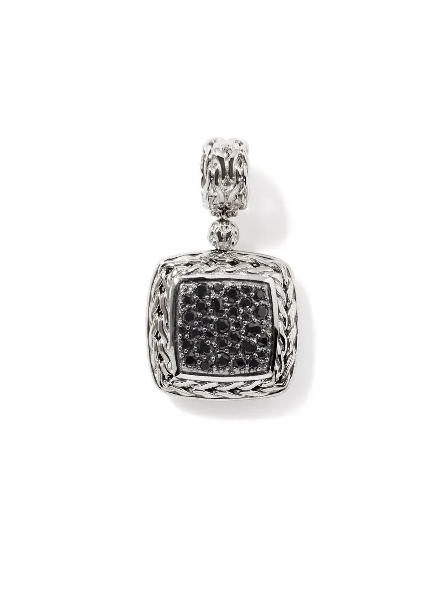Подвеска John Hardy Classic Chain из серебра среднего размера с черным сапфиром квадратной формы - HBS92371BLS