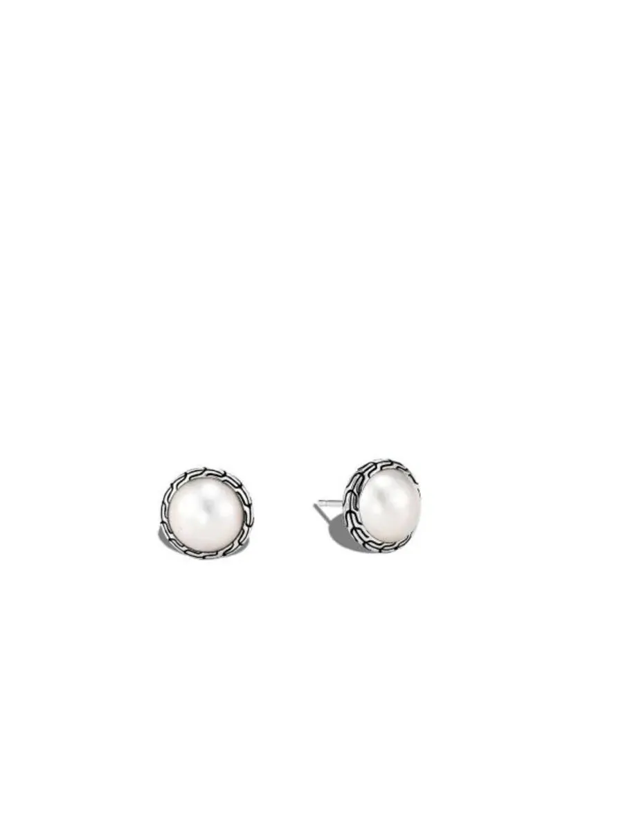 Серьга-гвоздик John Hardy Classic Chain из серебра с жемчугом 10 мм - EB90664