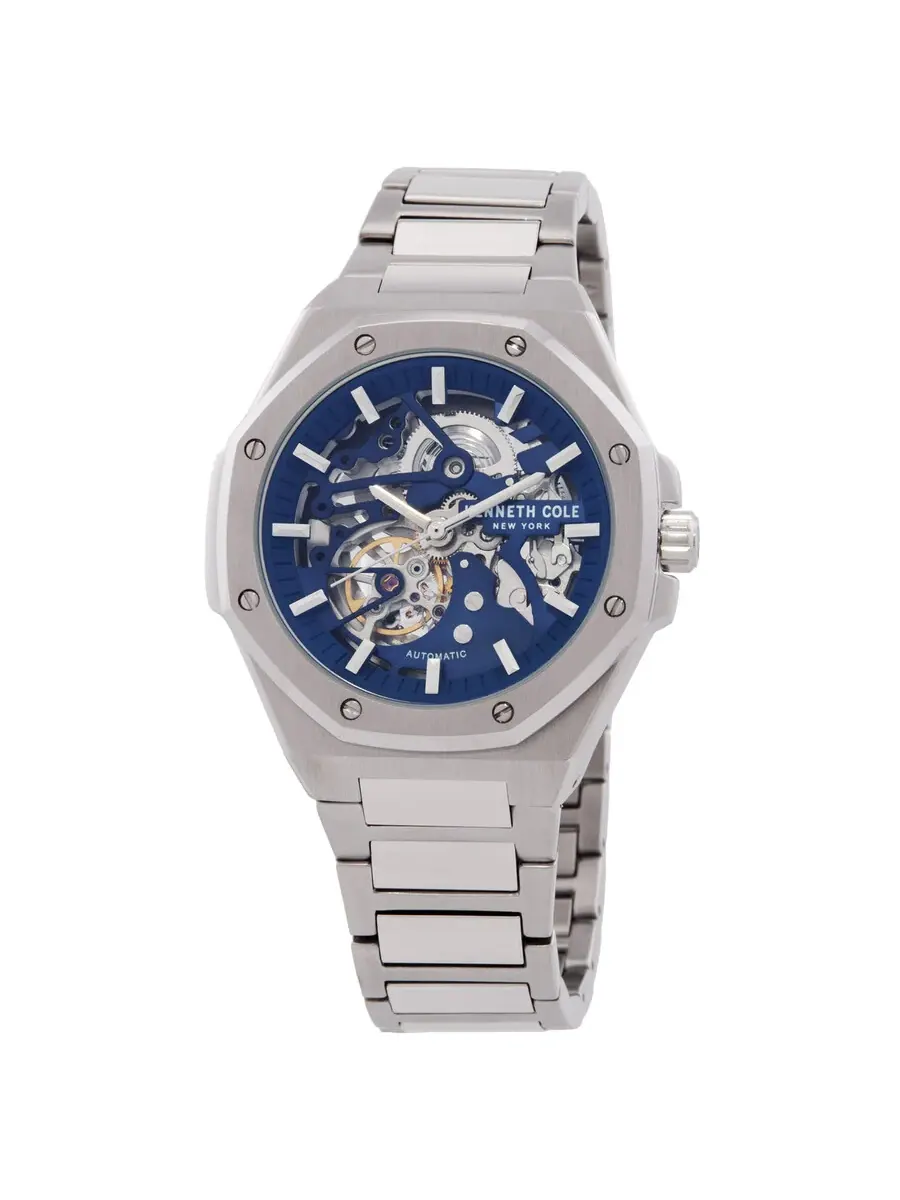 Мужские часы Kenneth Cole New York Automatic Skeleton Octagonal KCWGY0058901 — изображение 1 из 3, оттенок серебряный