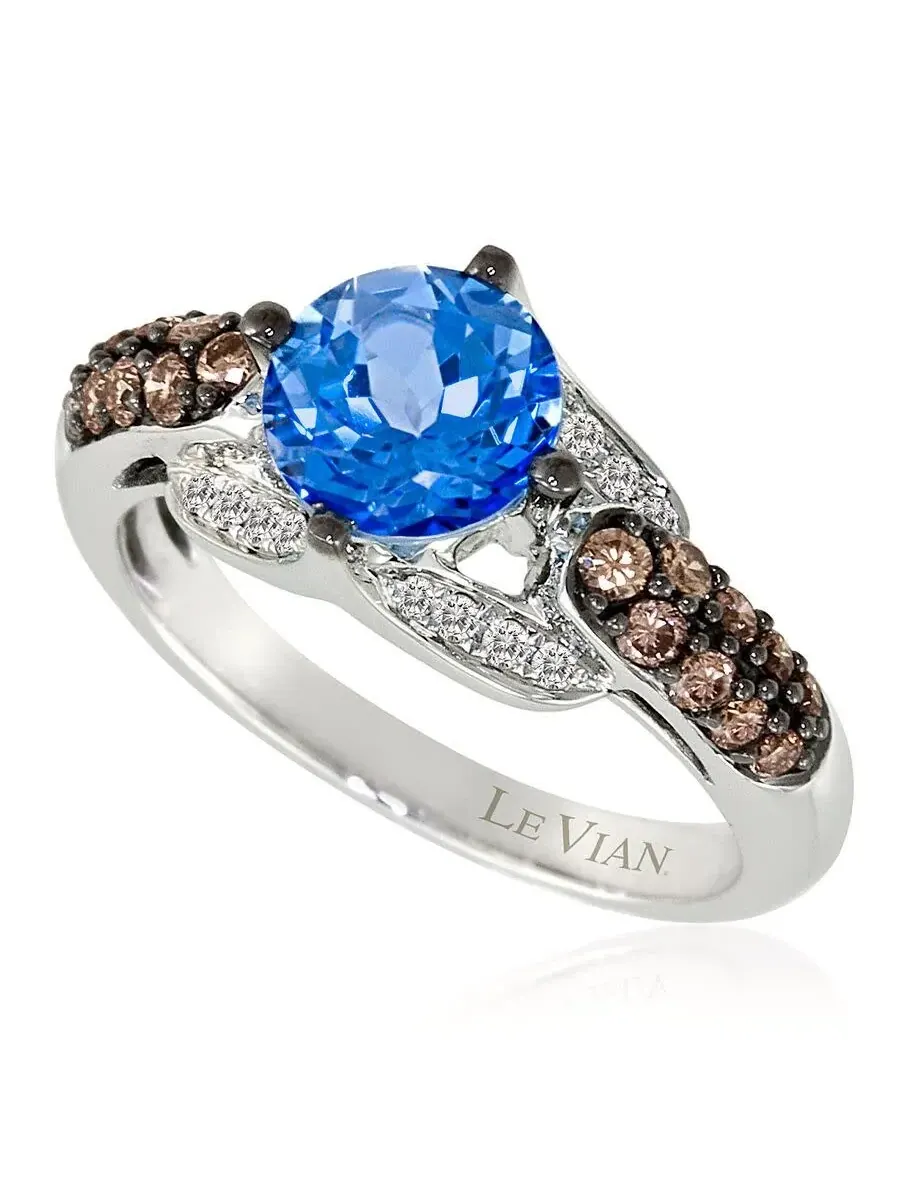 Женские кольца Le Vian с голубым топазом в оправе из 14-каратного золота цвета «ваниль» — изображение 1 из 1, оттенок синий