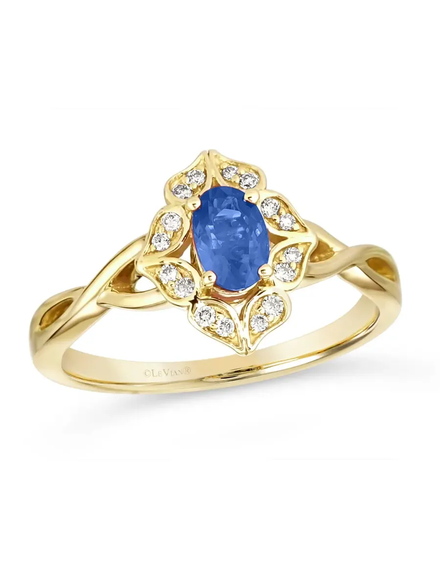 Кольцо Le Vian с голубым сапфиром Blueberry, выполненное из 14-каратного медового золота — изображение 1 из 4, оттенок синий