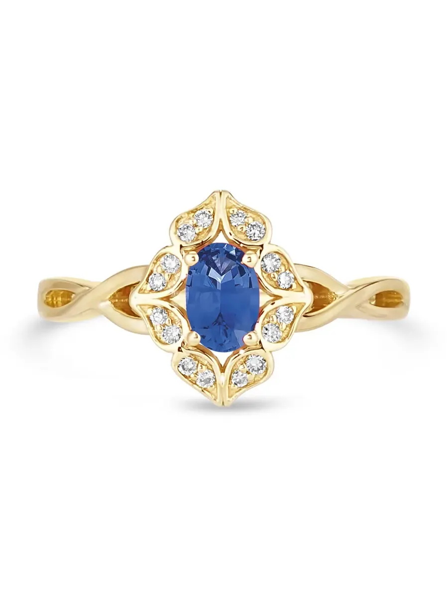 Кольцо Le Vian с голубым сапфиром Blueberry, выполненное из 14-каратного медового золота — изображение 2 из 4, оттенок синий