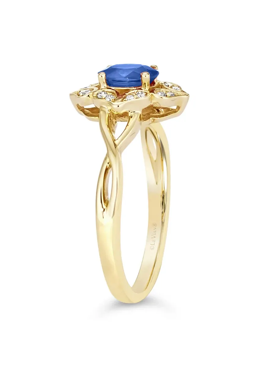 Кольцо Le Vian с голубым сапфиром Blueberry, выполненное из 14-каратного медового золота — изображение 4 из 4, оттенок синий