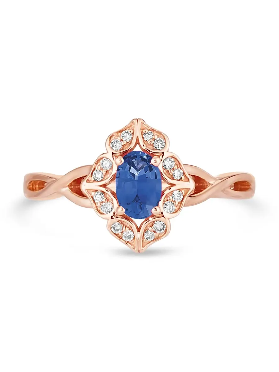 Кольцо Le Vian с голубым сапфиром Blueberry, выполненное из клубничного золота 14 карат — изображение 2 из 4, оттенок синий