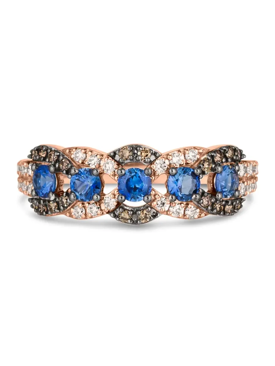 Кольцо Le Vian с голубым сапфиром Blueberry, выполненное из клубничного золота 14 карат — изображение 2 из 4, оттенок синий