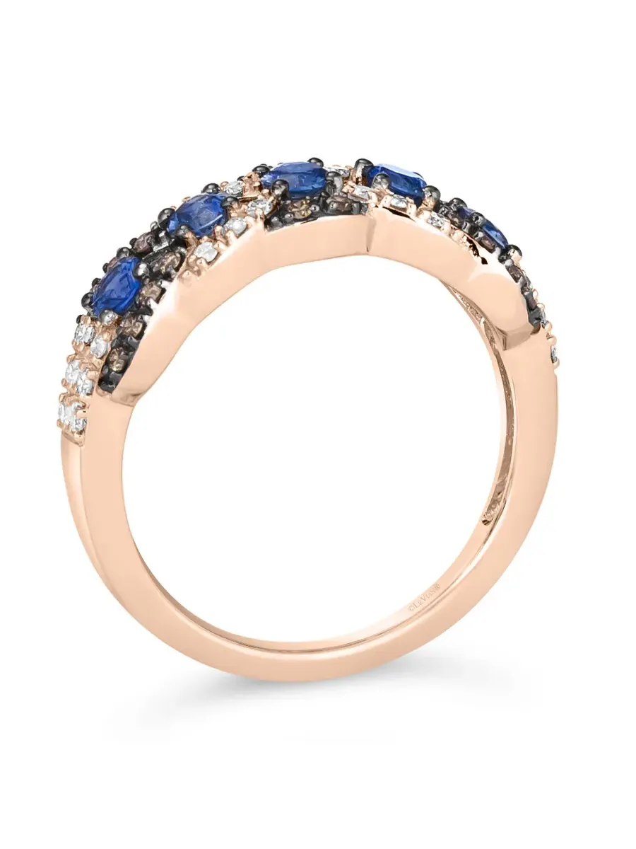 Кольцо Le Vian с голубым сапфиром Blueberry, выполненное из клубничного золота 14 карат — изображение 3 из 4, оттенок синий