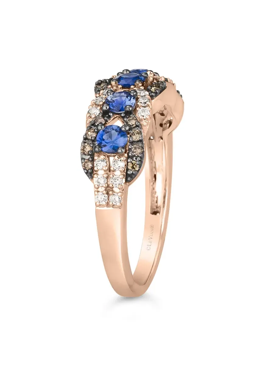 Кольцо Le Vian с голубым сапфиром Blueberry, выполненное из клубничного золота 14 карат — изображение 4 из 4, оттенок синий