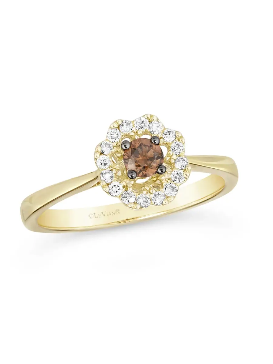Кольцо Le Vian с шоколадным бриллиантом, выполненное из 14-каратного медового золота — изображение 1 из 4, оттенок коричневый