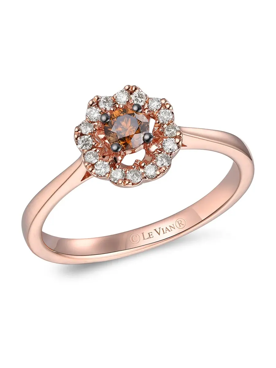 Кольцо Le Vian с шоколадным бриллиантом в 14-каратном клубничном золотe — изображение 1 из 4, оттенок коричневый