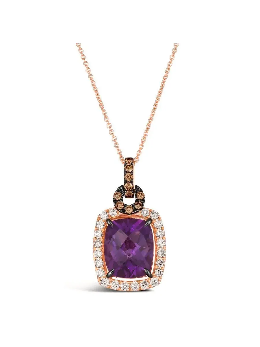 Женское ожерелье Le Vian с аметистами, выполненные из клубничного золота 14 карат — изображение 1 из 1, оттенок фиолетовый
