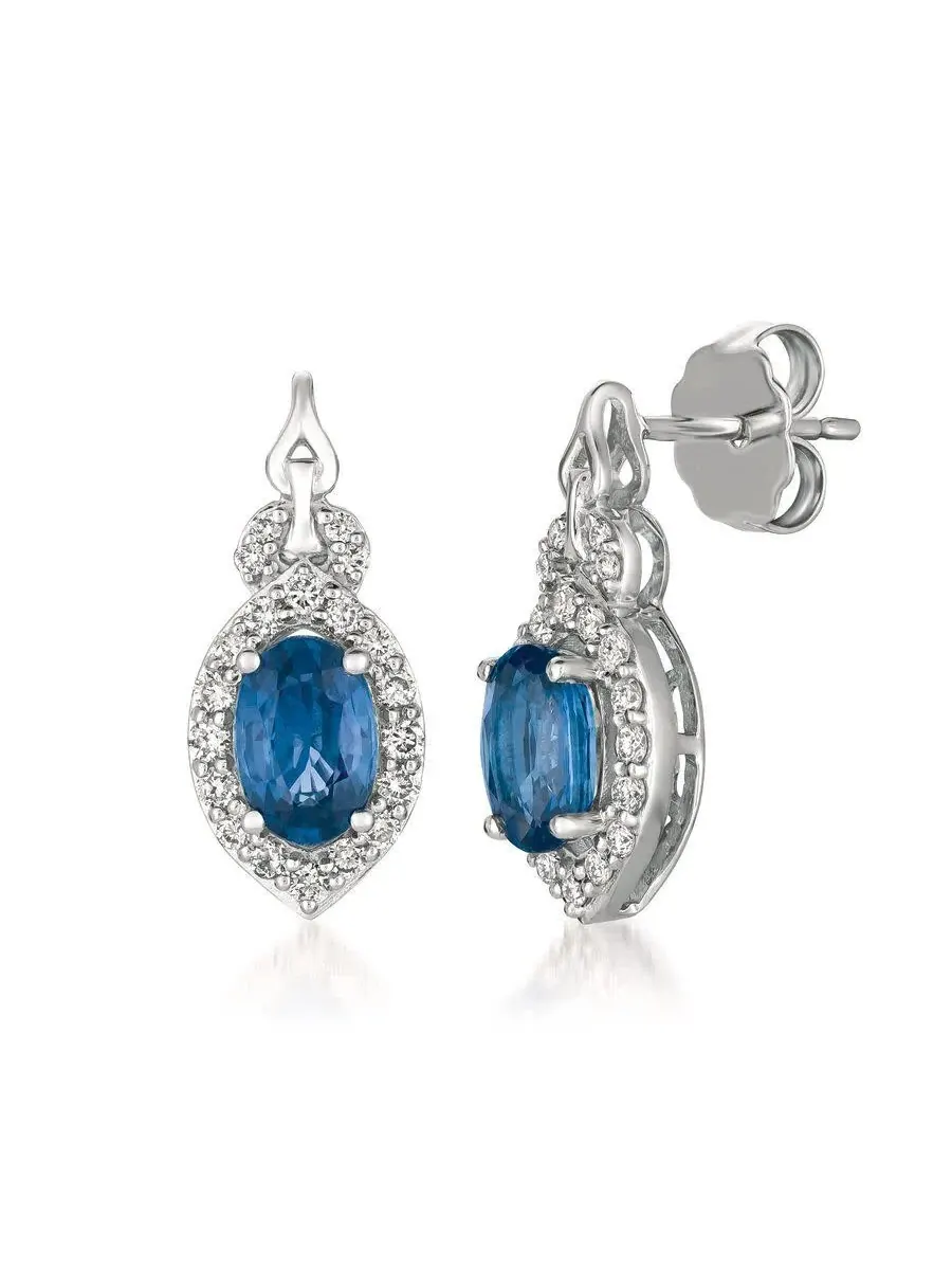 Серьги Le Vian Ladies Blueberry Sapphire, выполненные из 14-каратного ванильного золота
