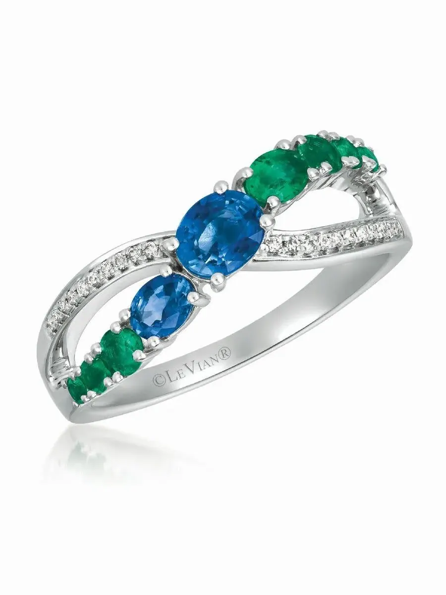 Женские кольца Le Vian с голубым сапфиром Blueberry, установленные в 14-каратное ванильное золото — изображение 1 из 1