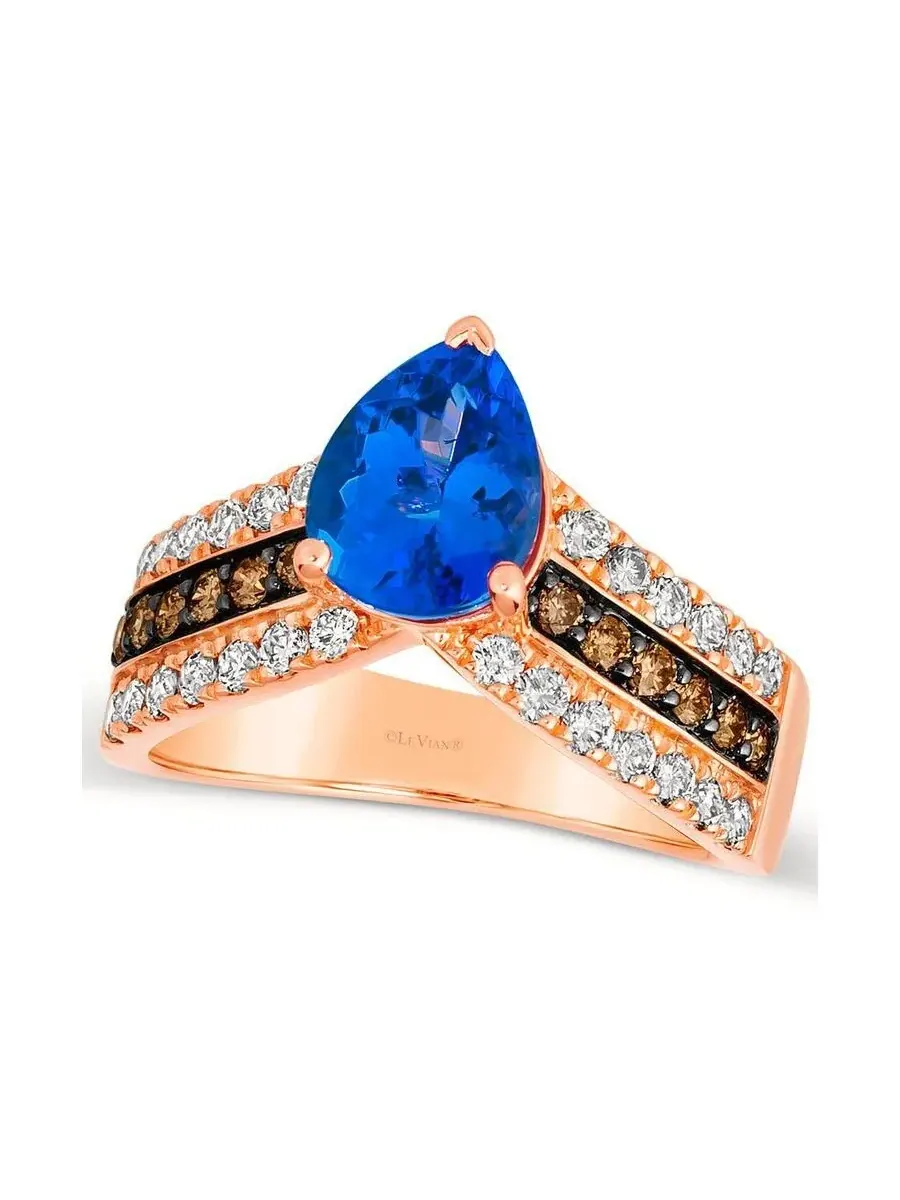 Кольца Le Vian Ladies с черникой и танзанитом, установленные в 14-каратное клубничное золото — изображение 1 из 1