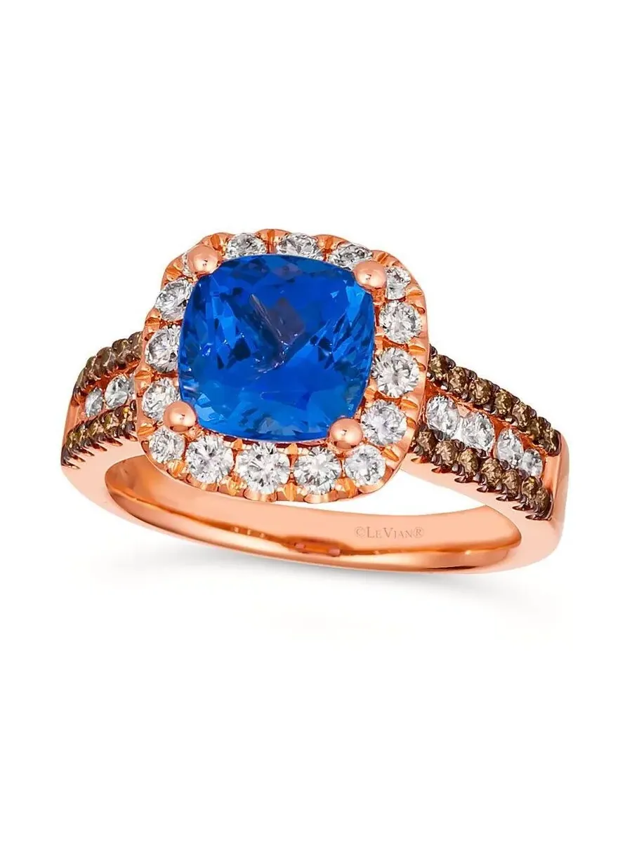 Кольца Le Vian Ladies с черникой и танзанитом, установленные в 14-каратное клубничное золото — изображение 1 из 1