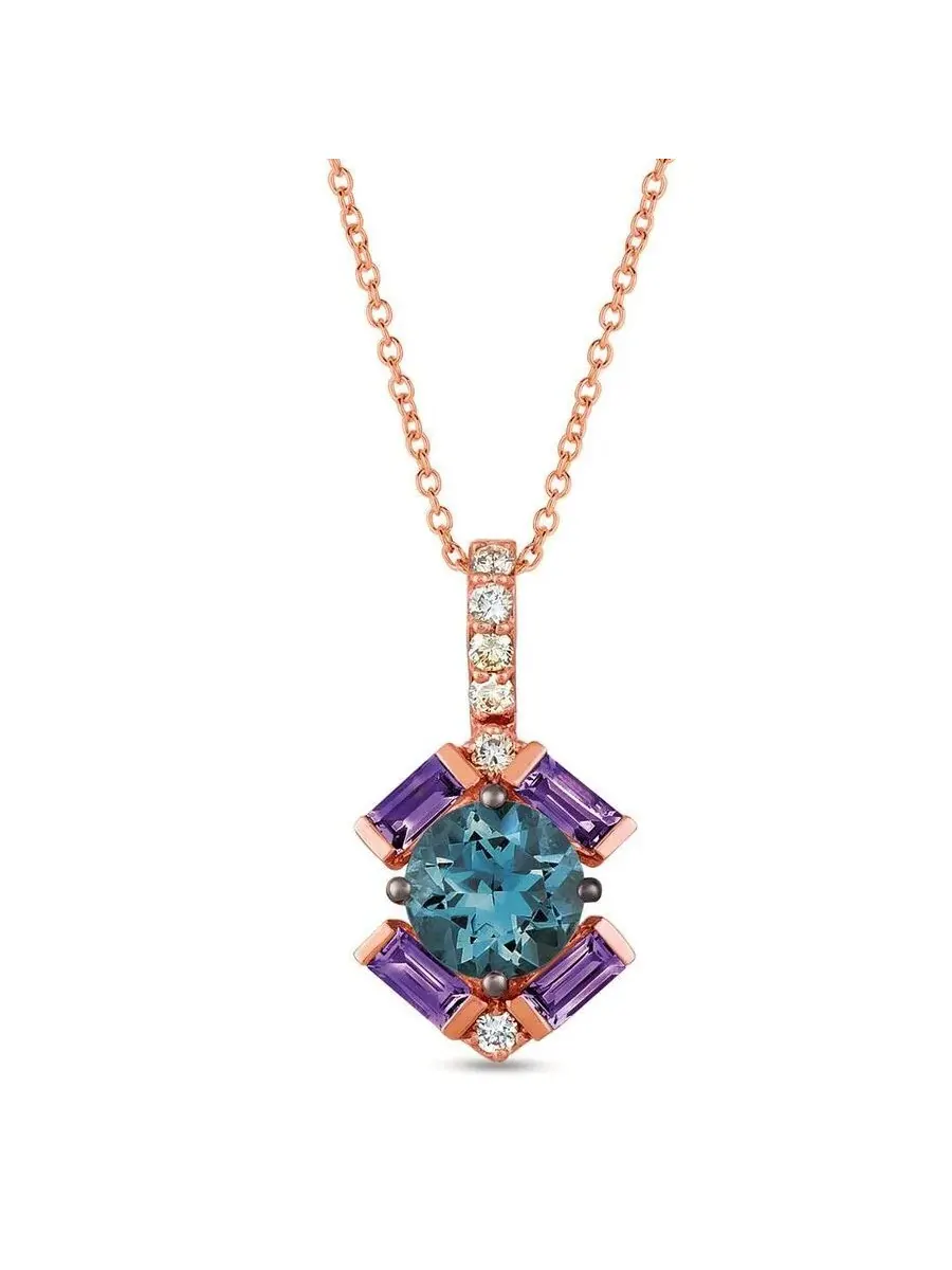 Ожерелье Le Vian Ladies с голубыми цирконами, установленными в 14-каратное клубничное золото — изображение 1 из 1