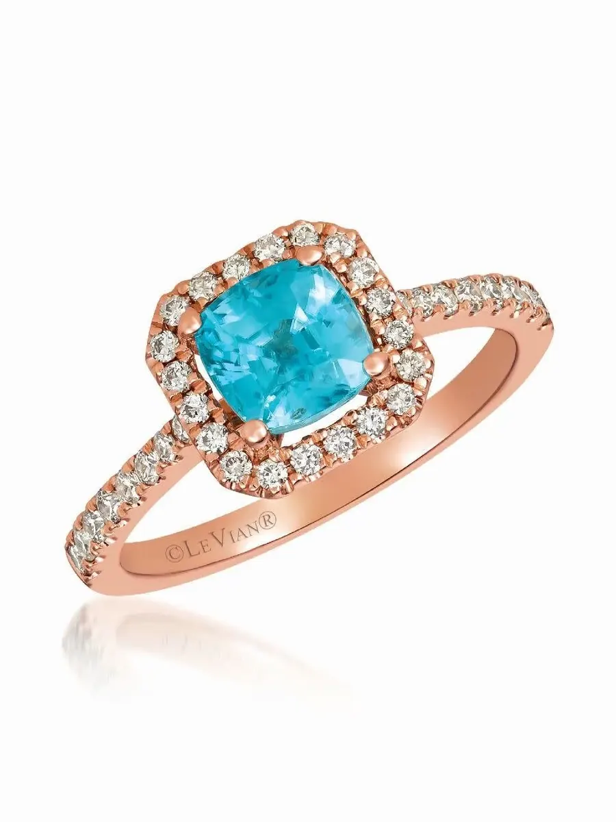 Женские кольца с голубым цирконом Le Vian, установленные в 14-каратном клубничном золоте — изображение 1 из 1, оттенок синий