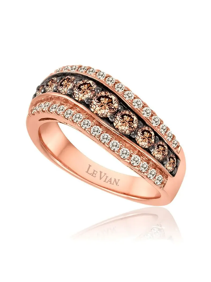 Женские кольца Le Vian цвета «шоколад» с бриллиантами в оправе из 14-каратного золота клубничного оттенка, оттенок коричневый