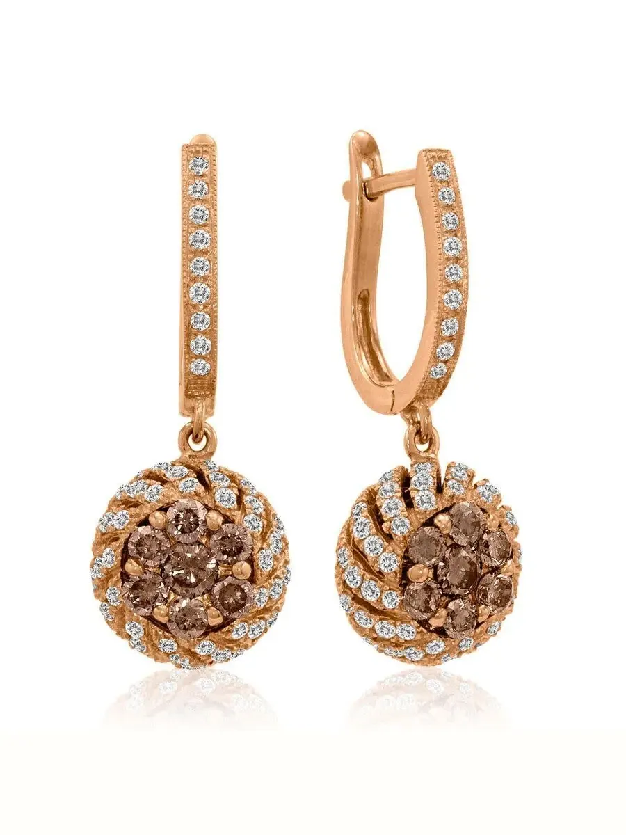 Серьги Le Vian Ladies с шоколадными бриллиантами, выполненные в 14-каратном клубничном золоте — изображение 1 из 1