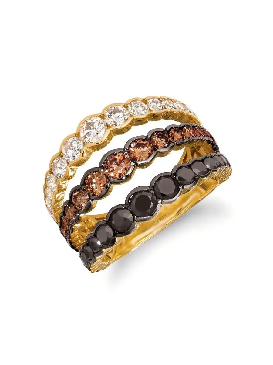 Набор колец Le Vian Ladies с шоколадным многослойным тортом из 14K медового золота — изображение 1 из 1, оттенок черный