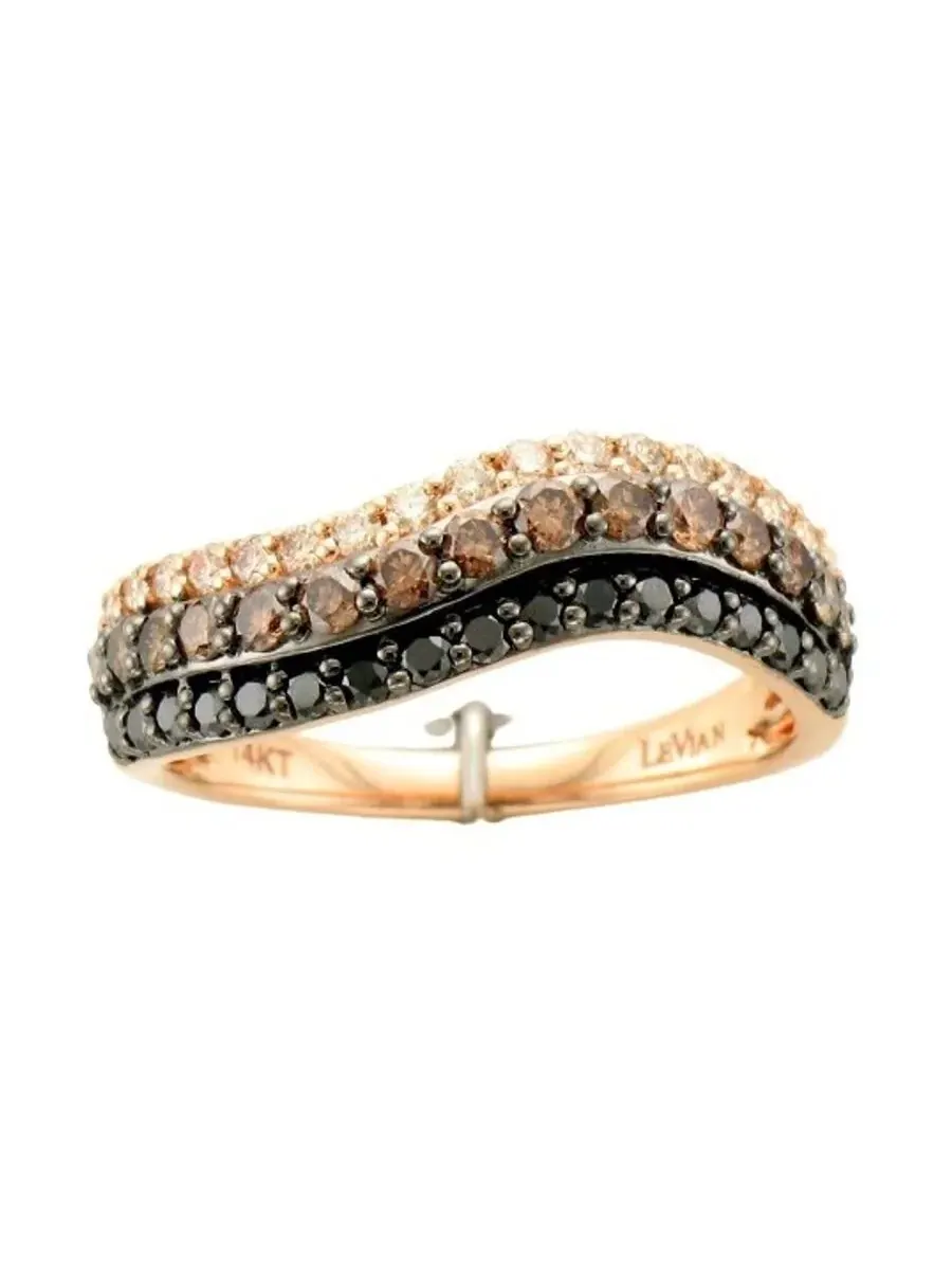 Набор колец Le Vian Ladies с шоколадным слоистым тортом из 14K клубничного золота — изображение 1 из 1, оттенок коричневый