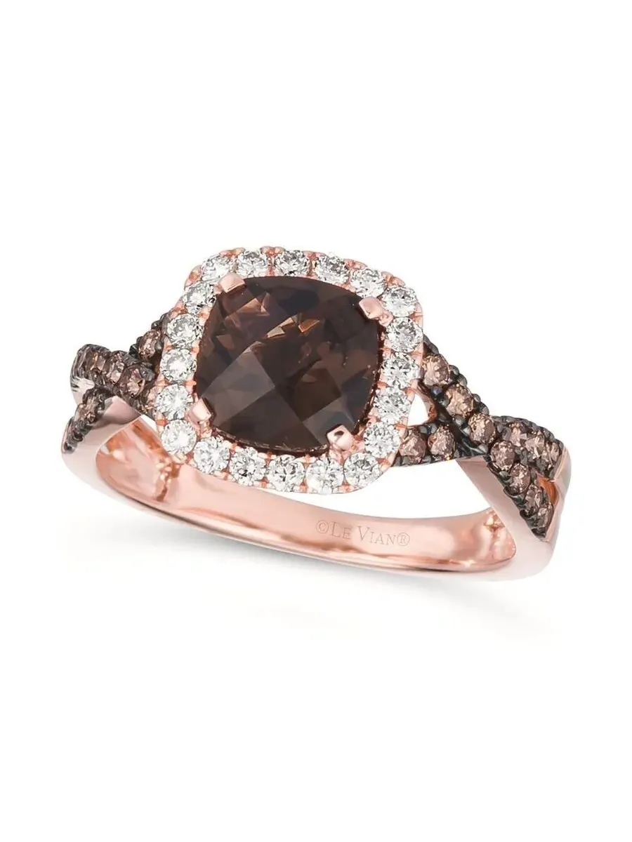 Кольца Le Vian Ladies с шоколадным кварцем, установленные в 14-каратном клубничном золоте — изображение 1 из 1