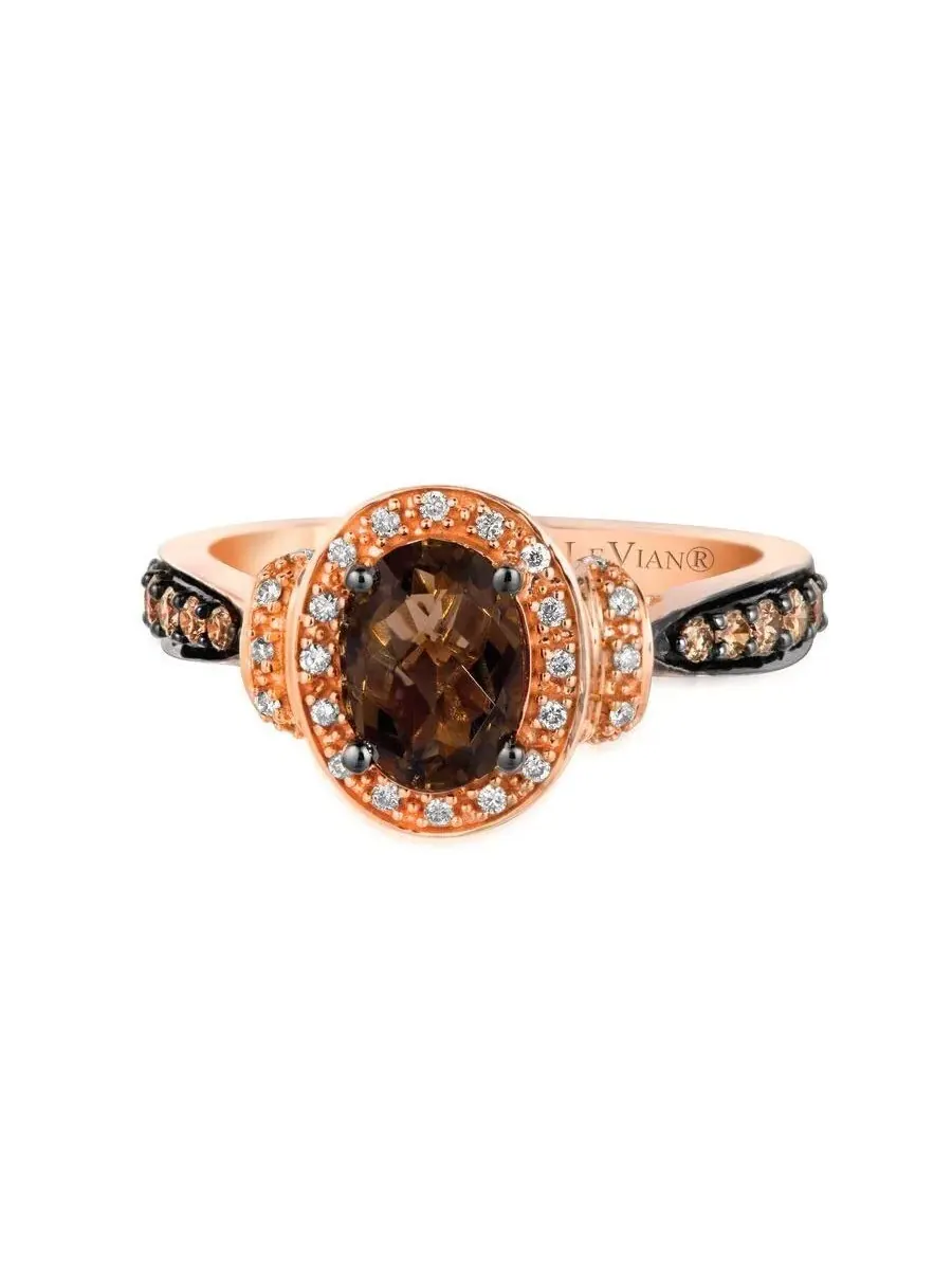 Кольца Le Vian Ladies с шоколадным кварцем, установленные в 14-каратном клубничном золоте — изображение 1 из 1