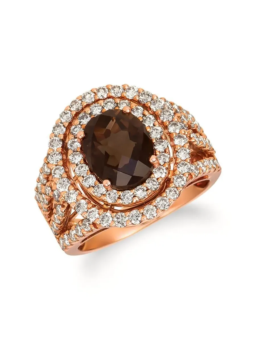 Кольца Le Vian Ladies с шоколадным кварцем, установленные в 14-каратном клубничном золоте — изображение 1 из 1