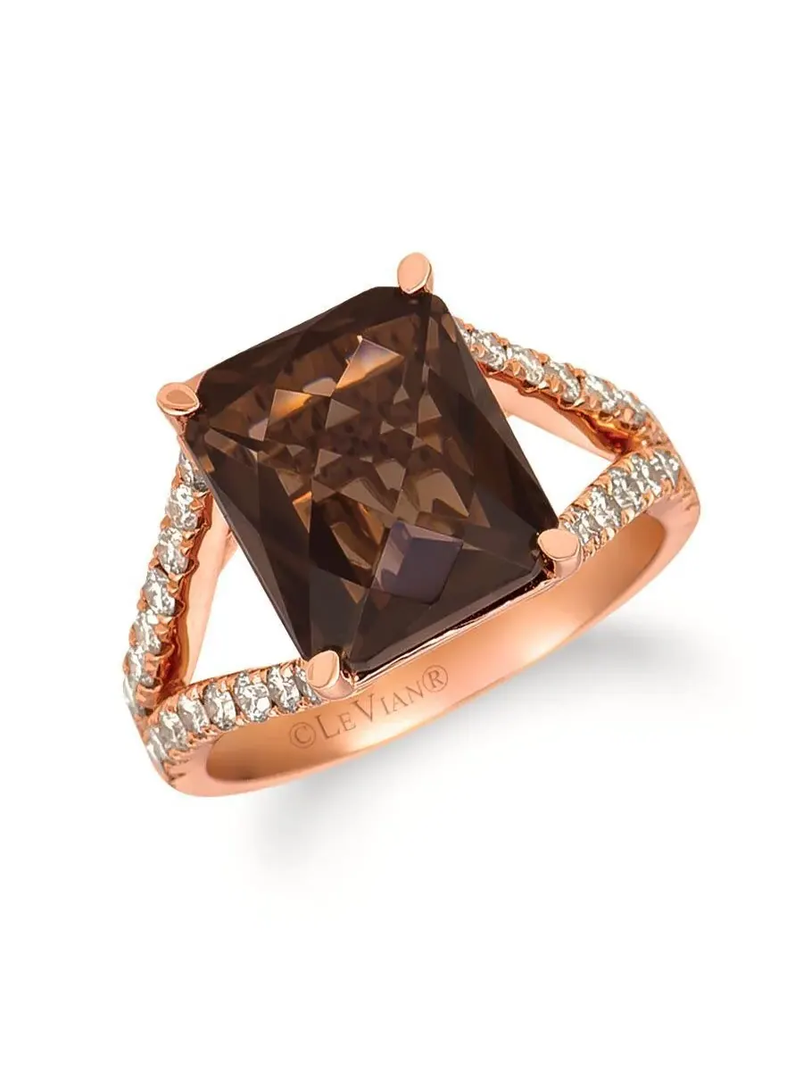 Кольца Le Vian Ladies с шоколадным кварцем, установленные в 14-каратном клубничном золоте — изображение 1 из 1