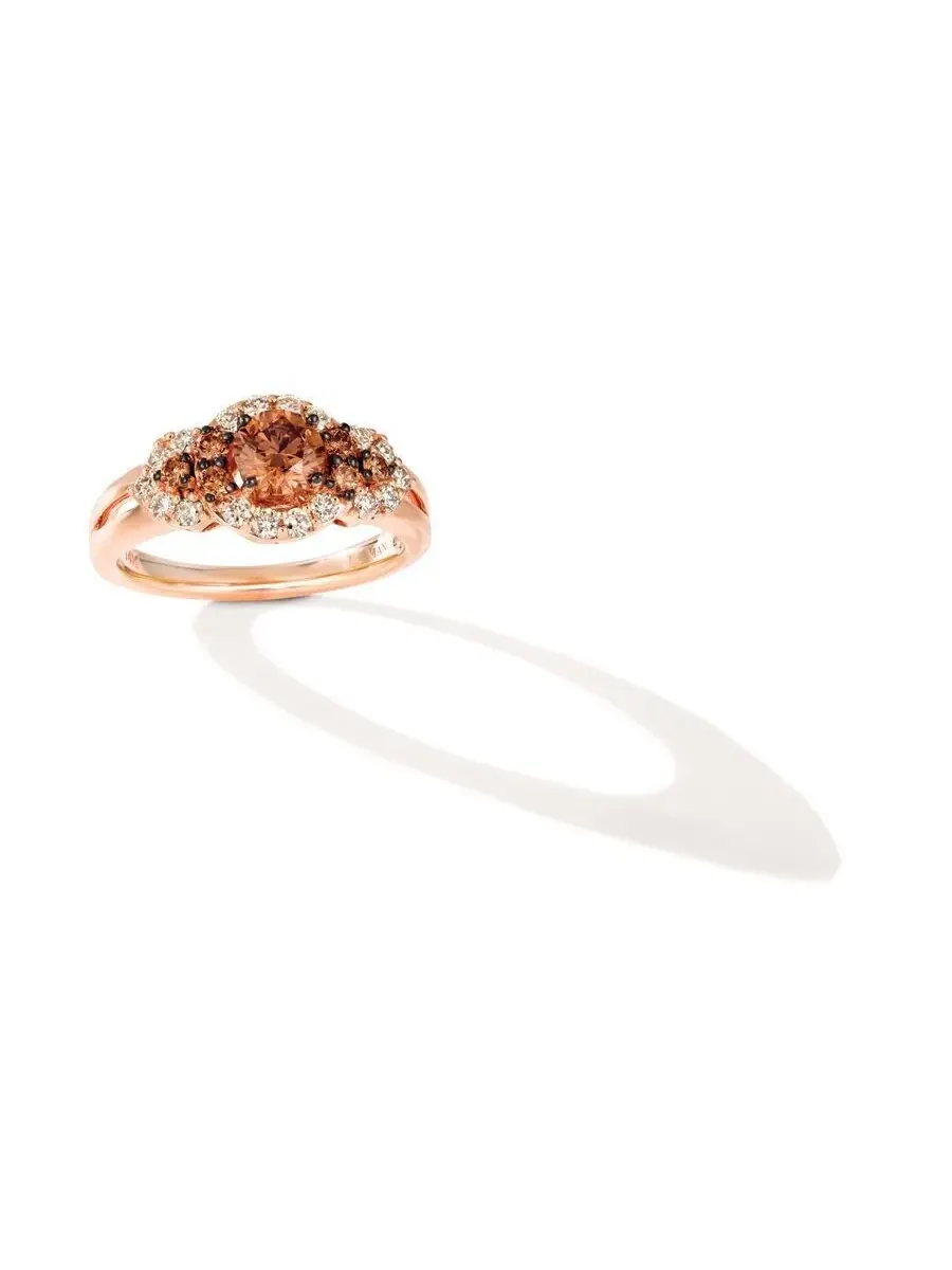 Женское кольцо Le Vian Chocolate Solitaire из клубничного золота 14 карат — изображение 1 из 1, оттенок коричневый