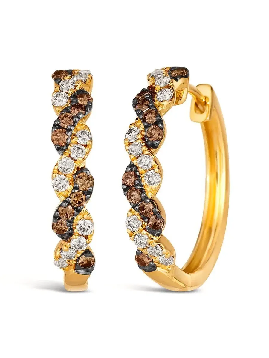 Серьги Le Vian Ladies Chocolate Twist, выполненные в 14-каратном золотом цвете меда