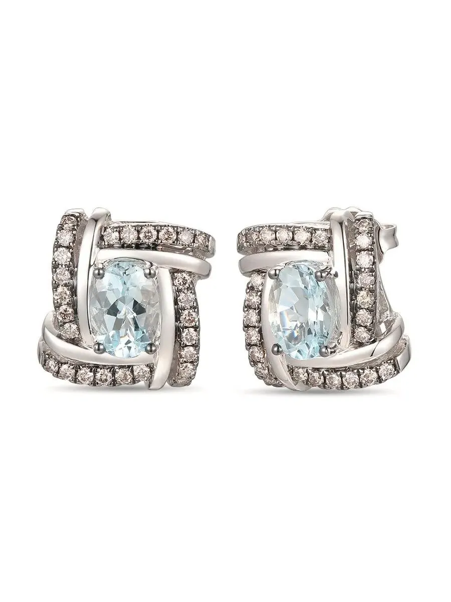 Серьги Le Vian Ladies Chocolatier, выполненные из 14-каратного ванильного золота — изображение 1 из 1, оттенок синий