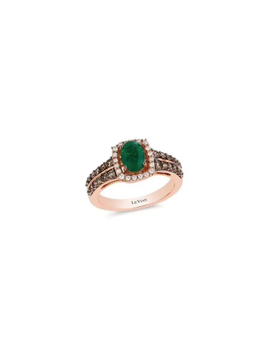 Кольца Le Vian Ladies Chocolatier из 14-каратного клубничного золота — изображение 1 из 1, оттенок зеленый
