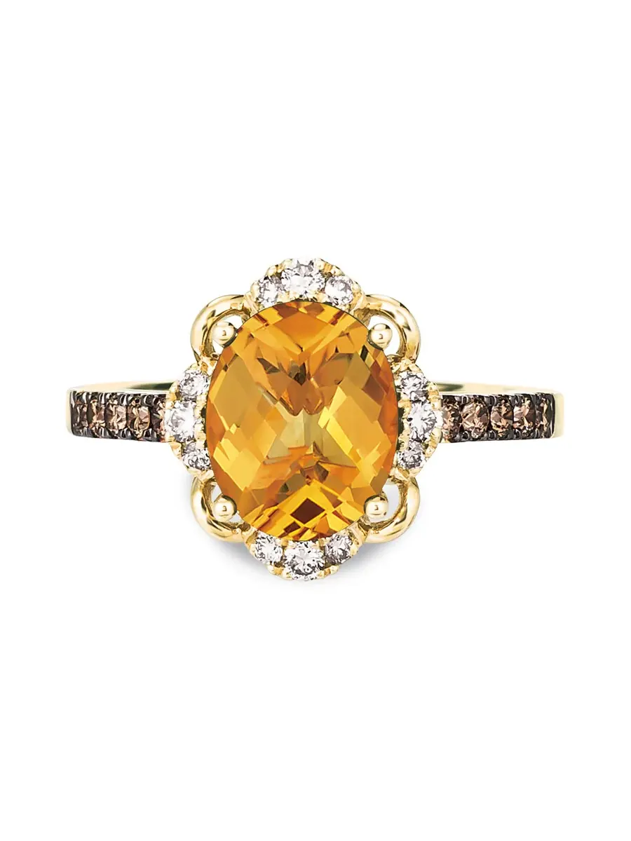 Женские кольца Le Vian с цитрином цвета корицы, установленные в 14-каратное медовое золото — изображение 2 из 4