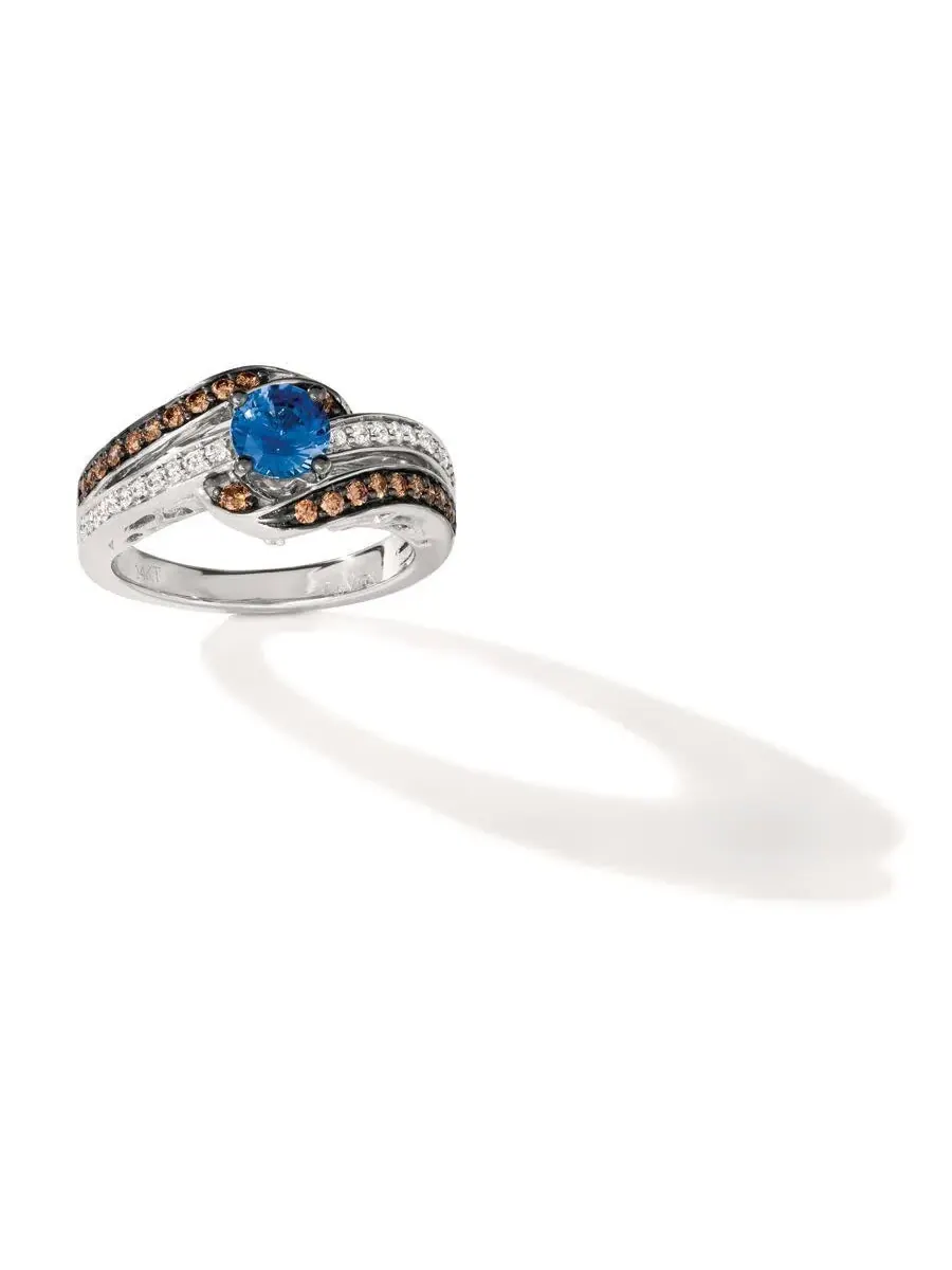 Женские кольца Le Vian с васильковым сапфиром в оправе из 14-каратного золота цвета ванили