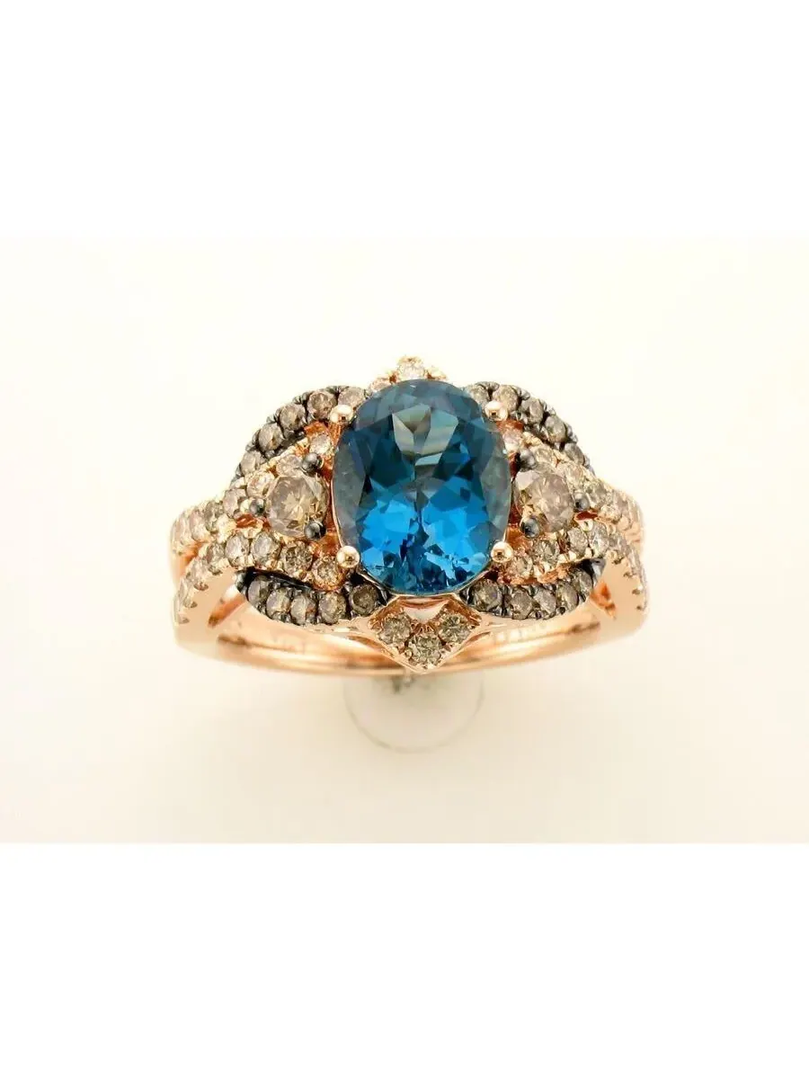 Кольца Le Vian с синим топазом глубокого моря для женщин, выполненные из клубничного золота 14 карат — изображение 1 из 1