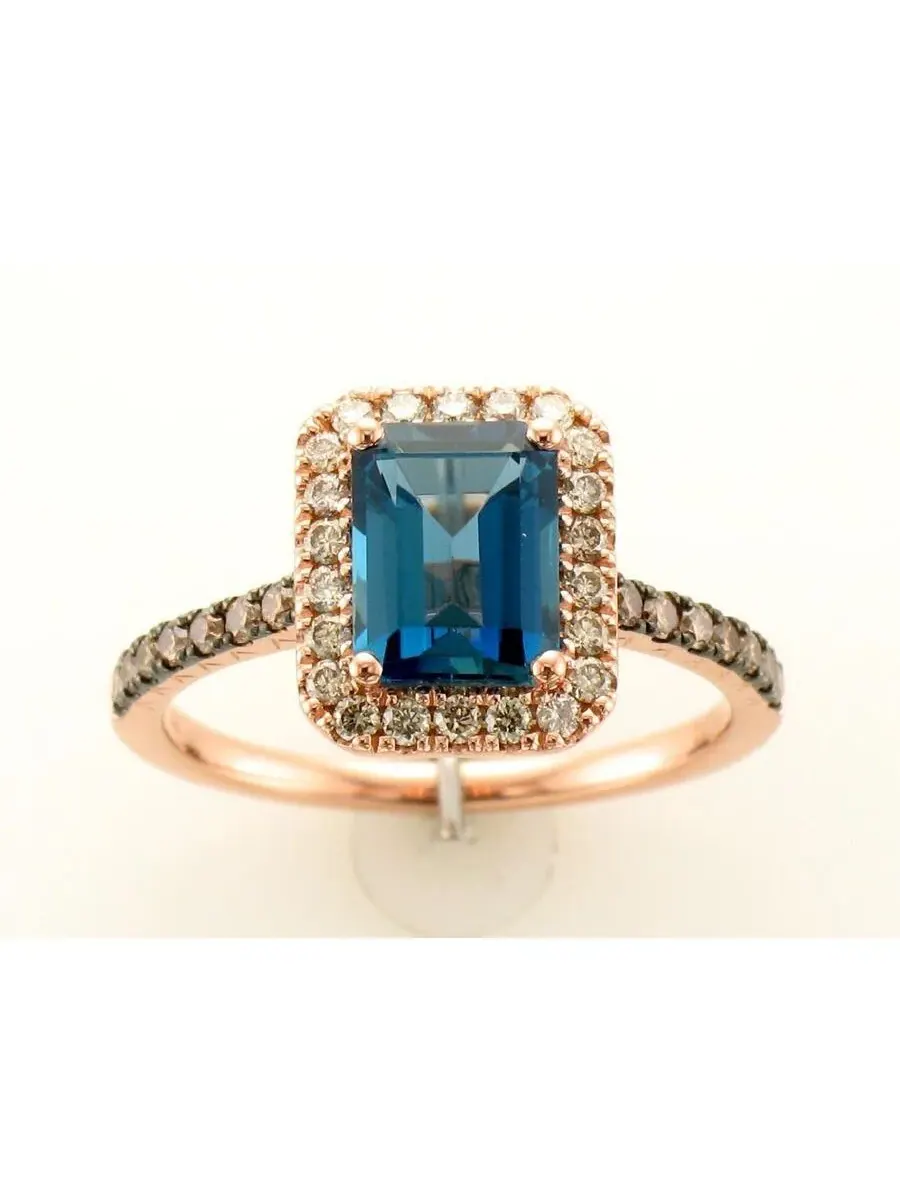 Кольца Le Vian с синим топазом глубокого моря для женщин, выполненные из клубничного золота 14 карат — изображение 1 из 1