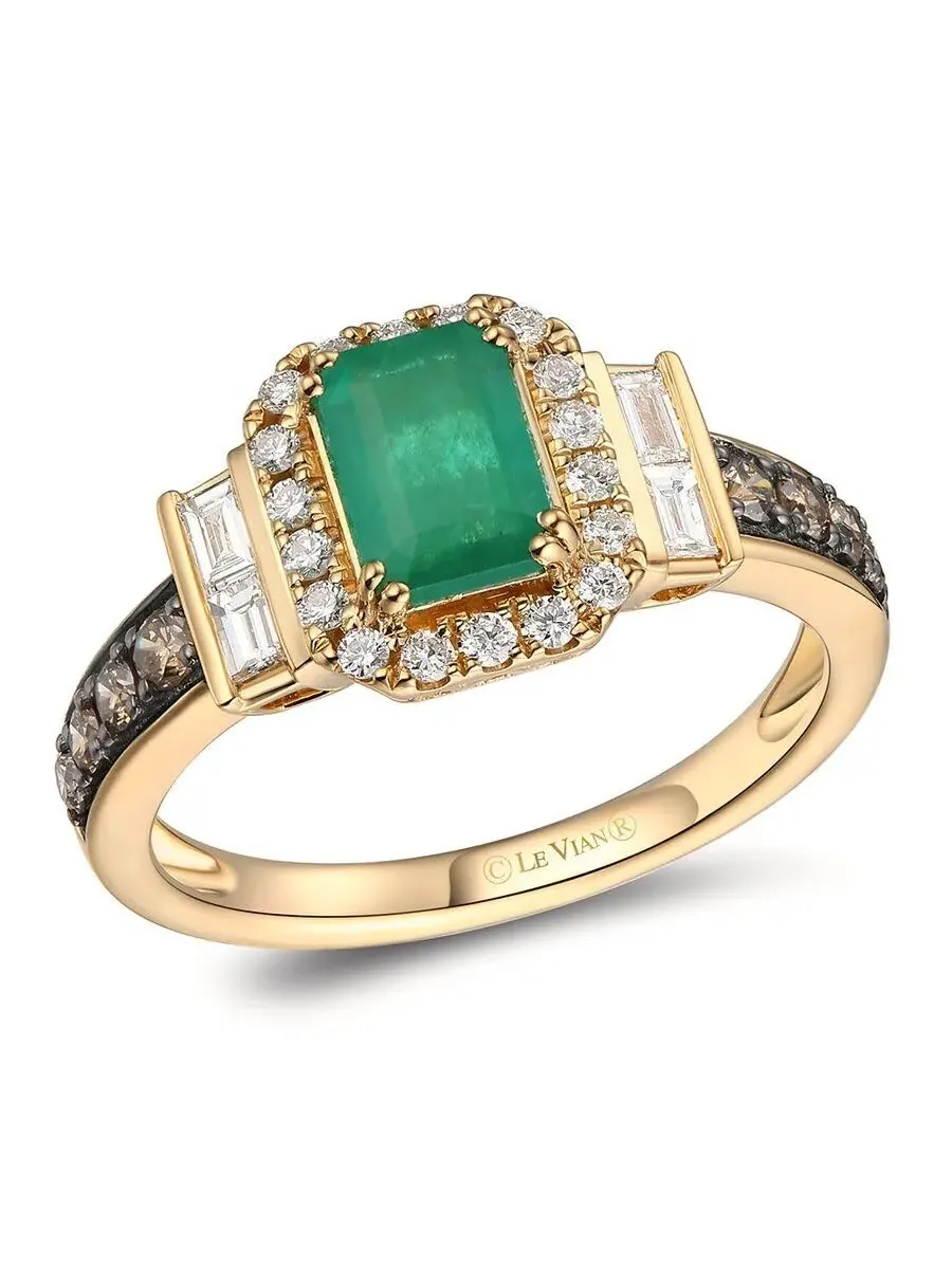 Кольца Le Vian с изумрудами для женщин, выполненные из 14-каратного клубничного золота — изображение 1 из 1, оттенок зеленый