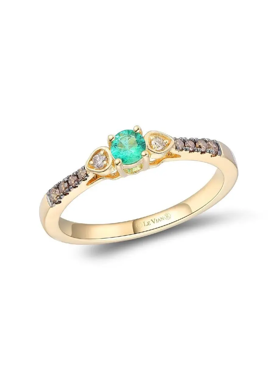 Кольца Le Vian с изумрудами для женщин, выполненные из 14-каратного клубничного золота — изображение 1 из 1, оттенок зеленый