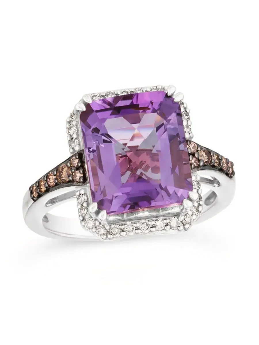 Женские кольца Le Vian с виноградным аметистом, установленные в 14-каратное золотое покрытие цвета ванили, оттенок фиолетовый