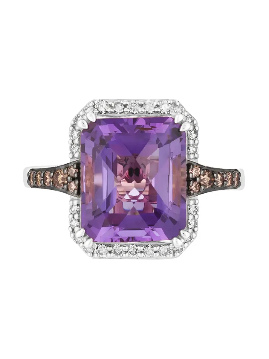 Женские кольца Le Vian с виноградным аметистом, установленные в 14-каратное золотое покрытие цвета ванили, оттенок фиолетовый