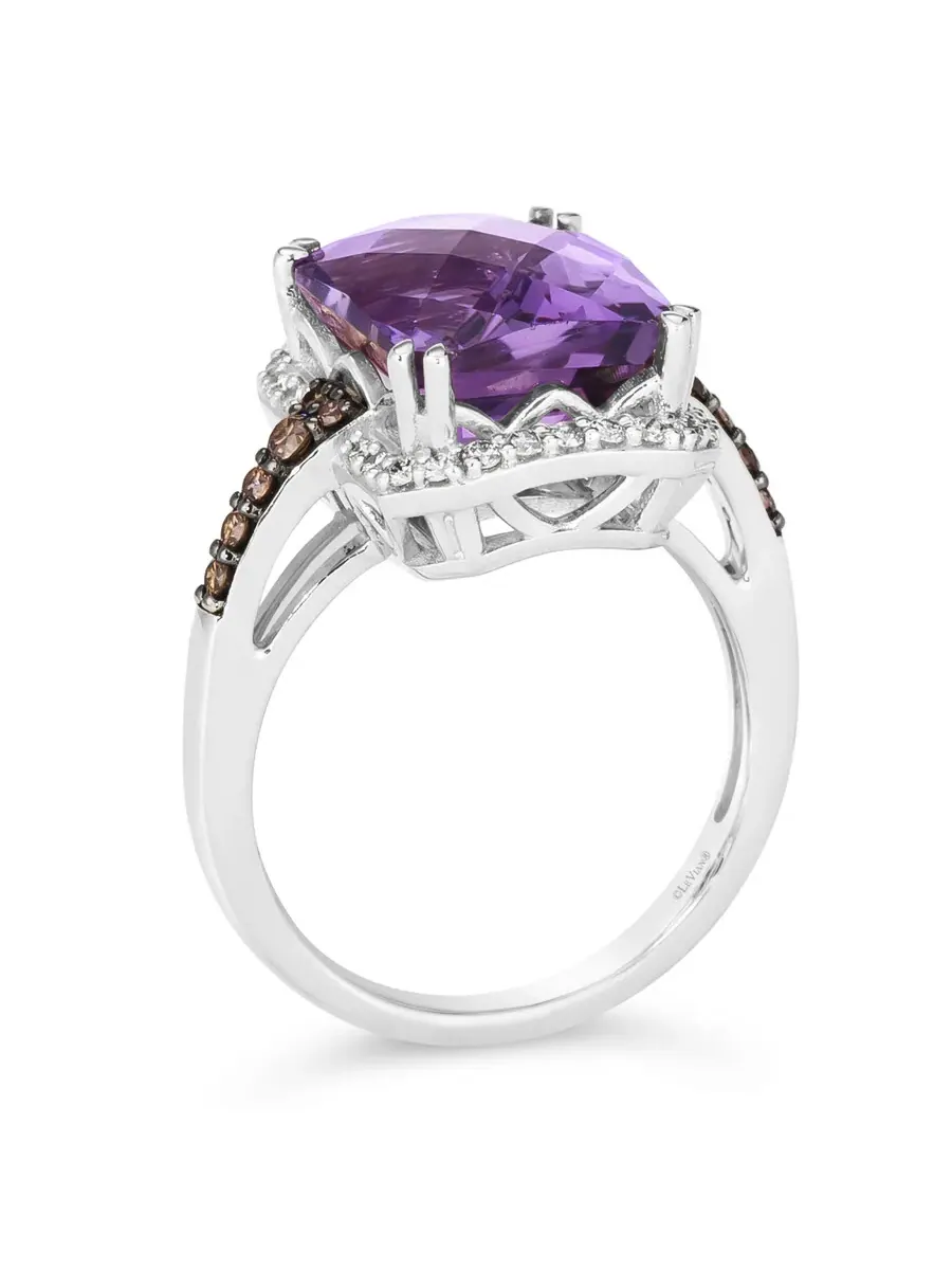Женские кольца Le Vian с виноградным аметистом, установленные в 14-каратное золотое покрытие цвета ванили, оттенок фиолетовый