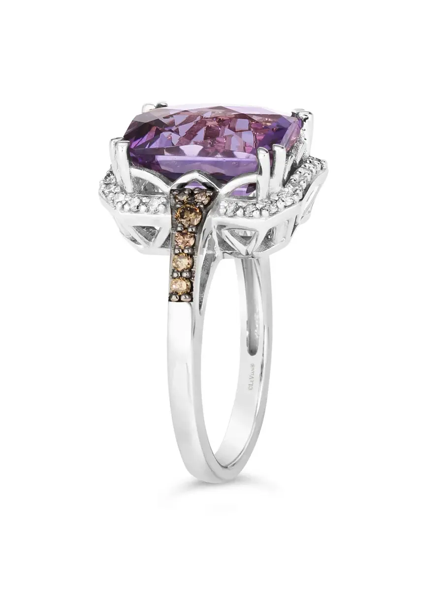 Женские кольца Le Vian с виноградным аметистом, установленные в 14-каратное золотое покрытие цвета ванили, оттенок фиолетовый