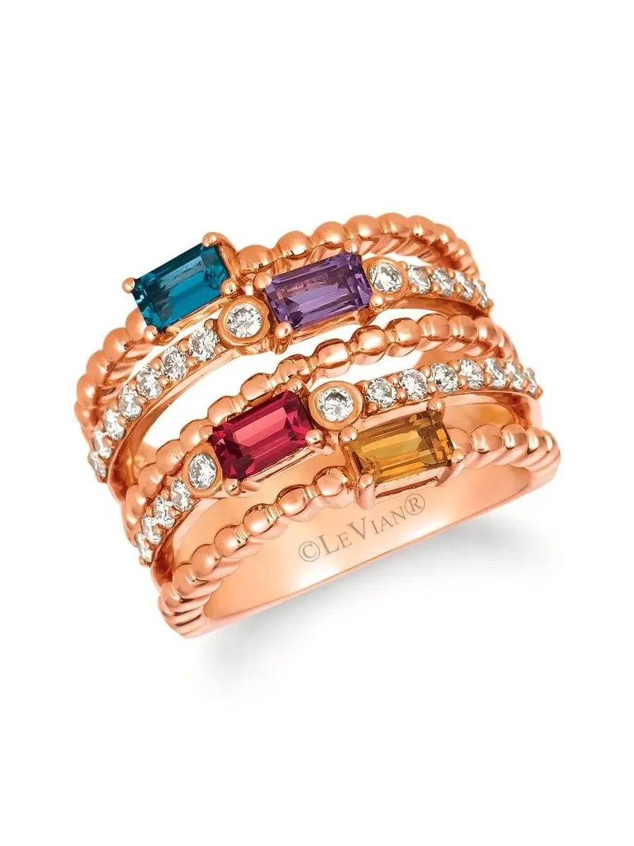 Женские кольца Le Vian Le Vian разноцветные кольца из клубничного золота 14 карат — изображение 1 из 1, оттенок синий