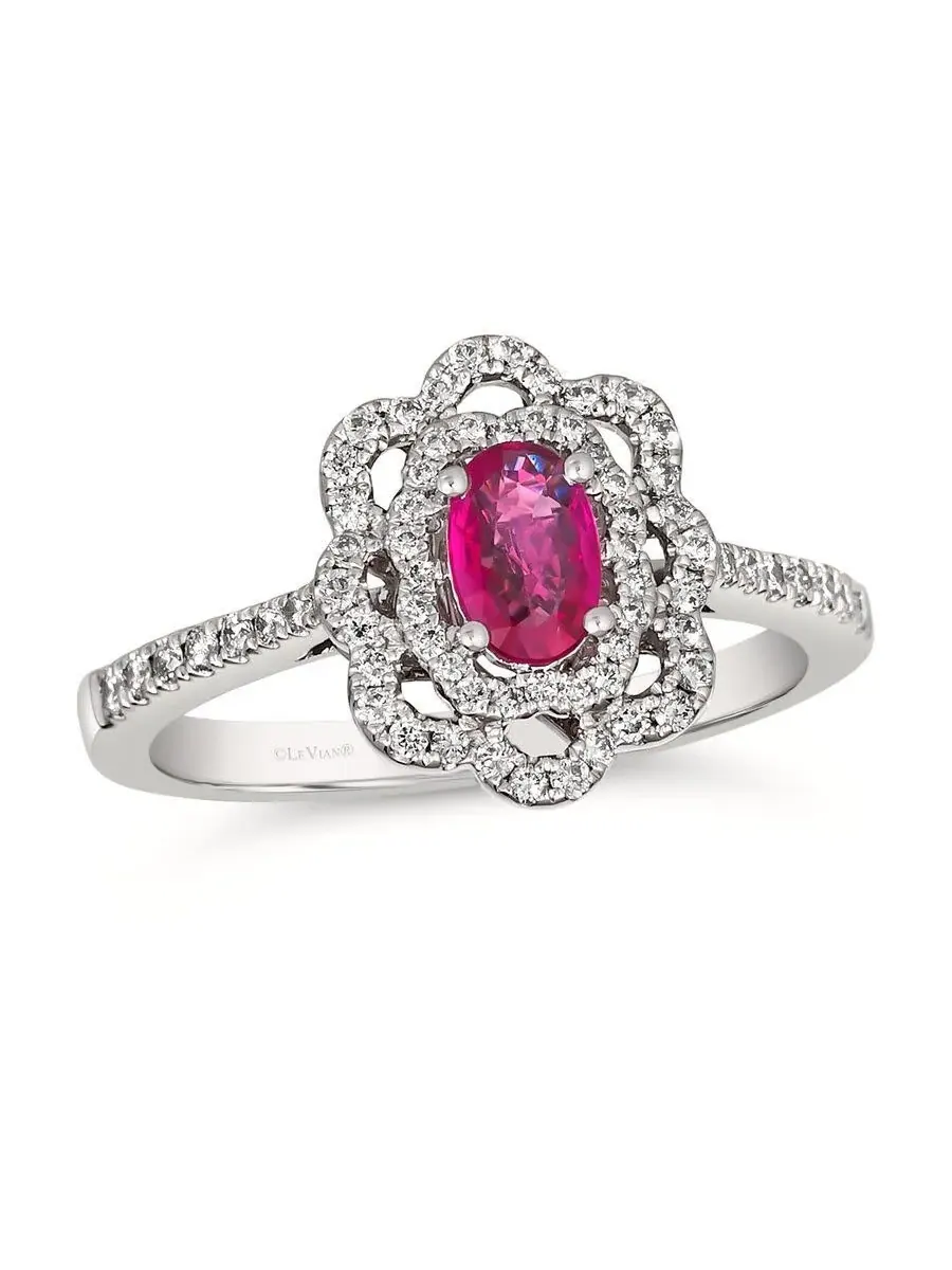 Кольца из коллекции Le Vian Ladies Passion Ruby, установленной в платине — изображение 1 из 1, оттенок красный