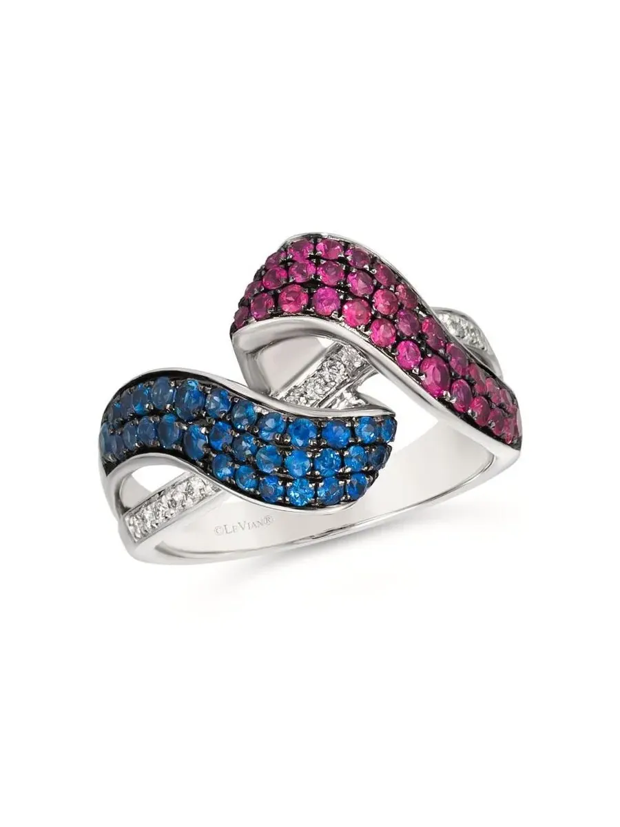 Кольца Le Vian Ladies Passion с рубинами, выполненные из 14-каратного ванильного золота — изображение 1 из 1, оттенок синий