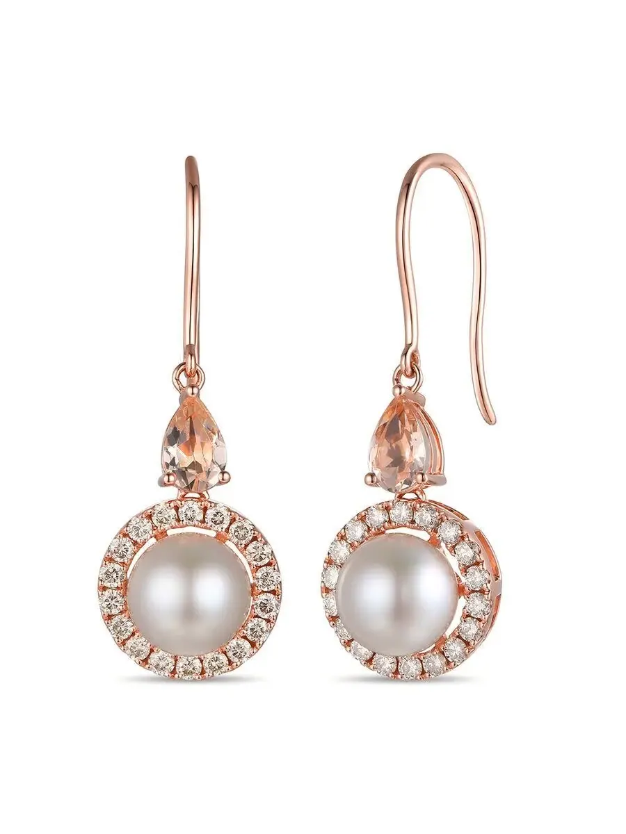 Серьги Le Vian с персиковыми морганитами для дам, установленные в 14-каратное клубничное золото