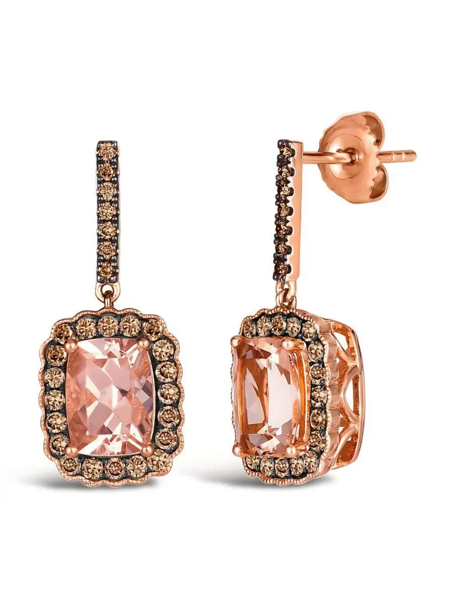 Серьги Le Vian с персиковыми морганитами для дам, установленные в 14-каратное клубничное золото