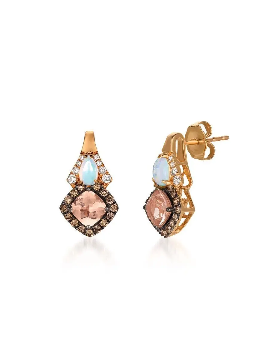 Женские серьги Le Vian с персиковым морганитом в оправе из 14-каратного клубничного золота — изображение 1 из 1